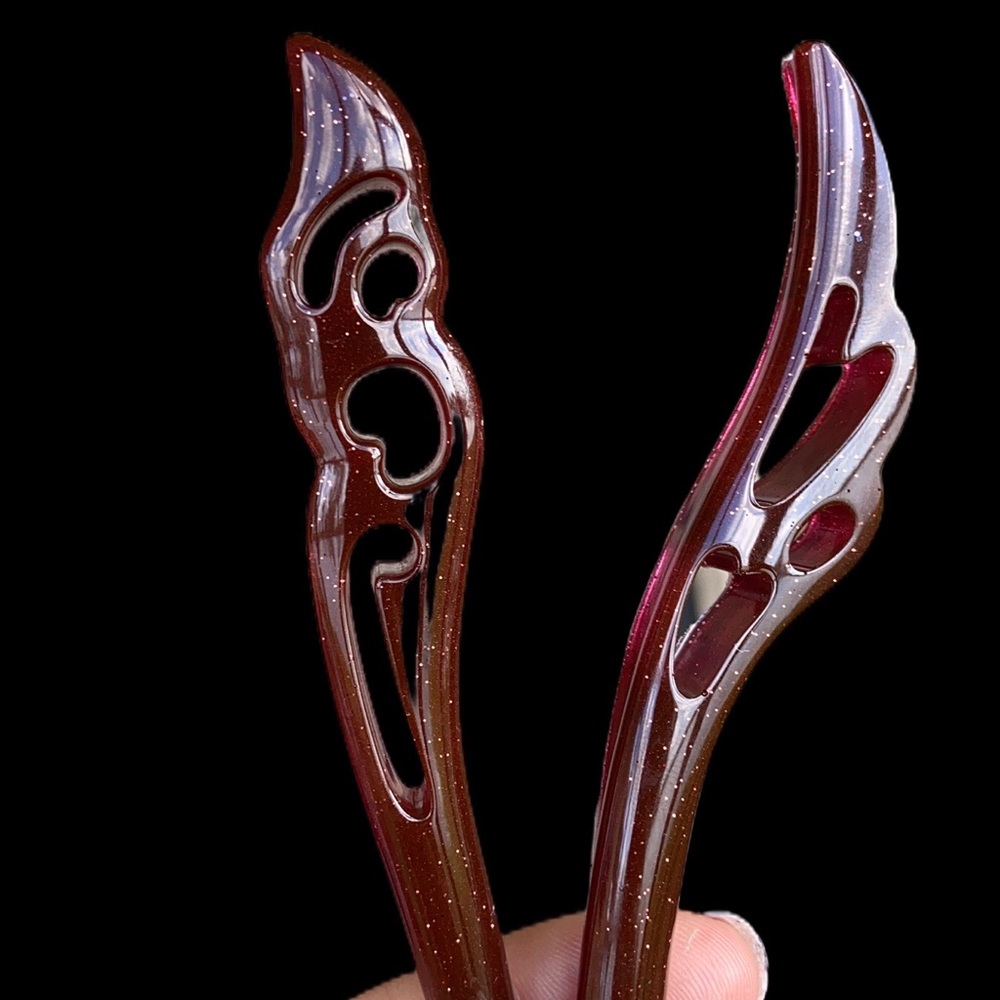 SALE ! 2 for $25 Red Handmade hair pin stick - Picture 2 of 14